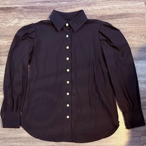 JUDE CONNALLY Black Button-Up Blouse with gold buttons size XS
